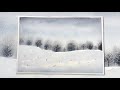 Watercolor Painting for Beginners/ Winter Landscape/ Wet on Wet Technique/Easy/