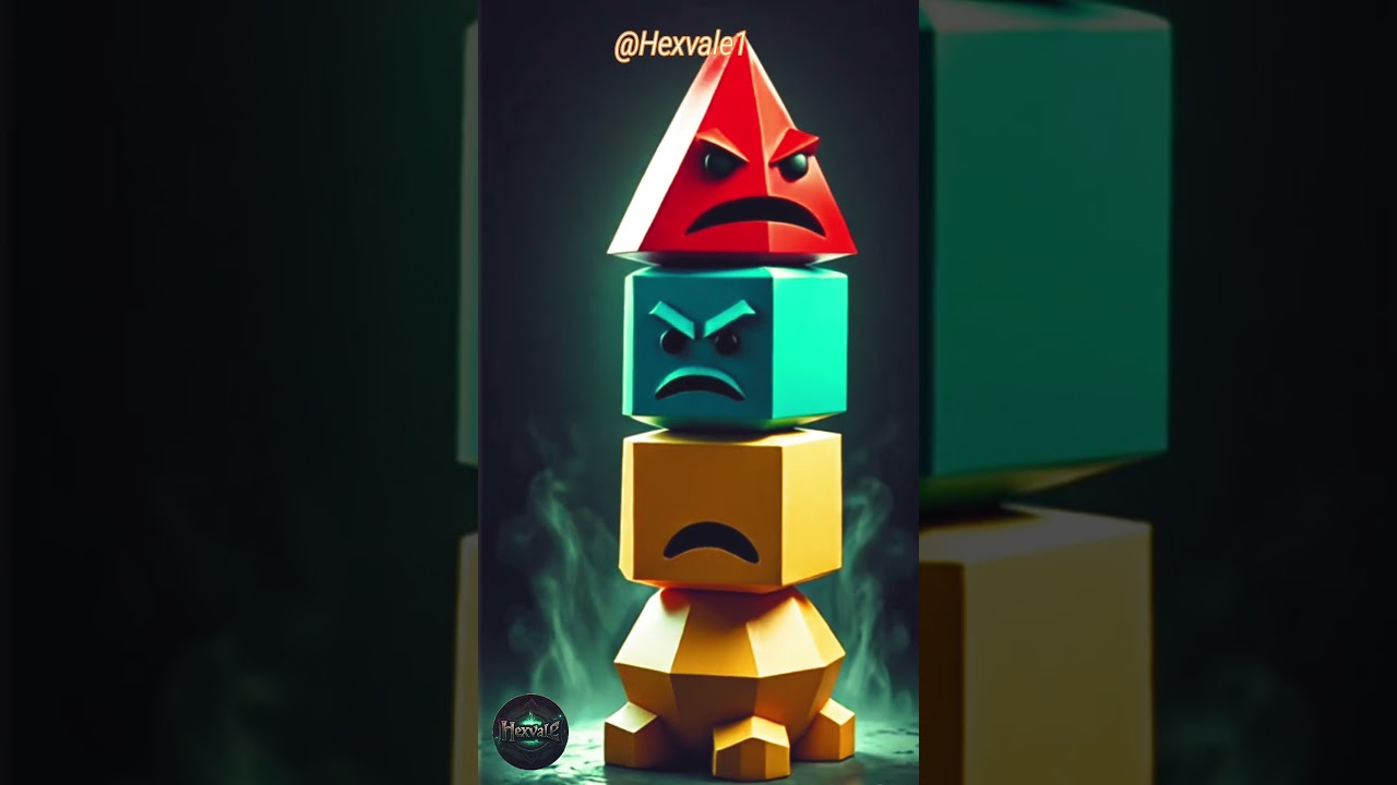 A tower of angry polygon monsters 
