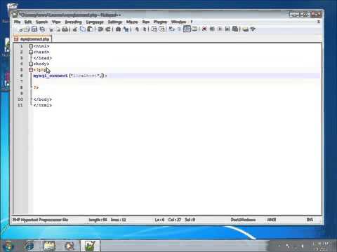 PHP Lesson 32   Connecting to MySQL From PHP