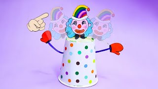 How to make a moving joker toy using paper cup | Easy craft ideas for kids | DIY crafts