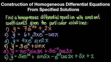 Construction of Homogeneous Differential Equations From  Specified Solutions (Live Stream)