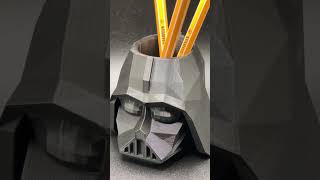 3d printed Star Wars pencil holder - low poly vader - printed without supports