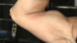 Big Muscle Woman Flexing Her Biceps In Gym