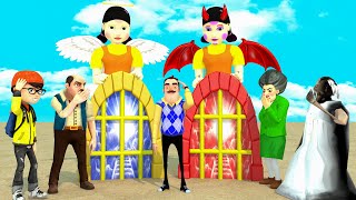 Scary Teacher 3D vs Squid Game Does Hello Neighbor Deserve Go To Heaven OR Go Down Hell