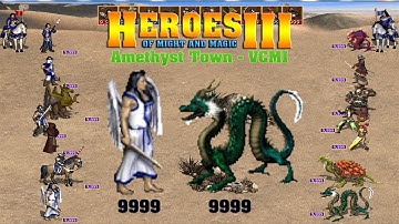 Heroes 3 COMBAT 9999 each slot Castle vs Amethyst vcmi L7a