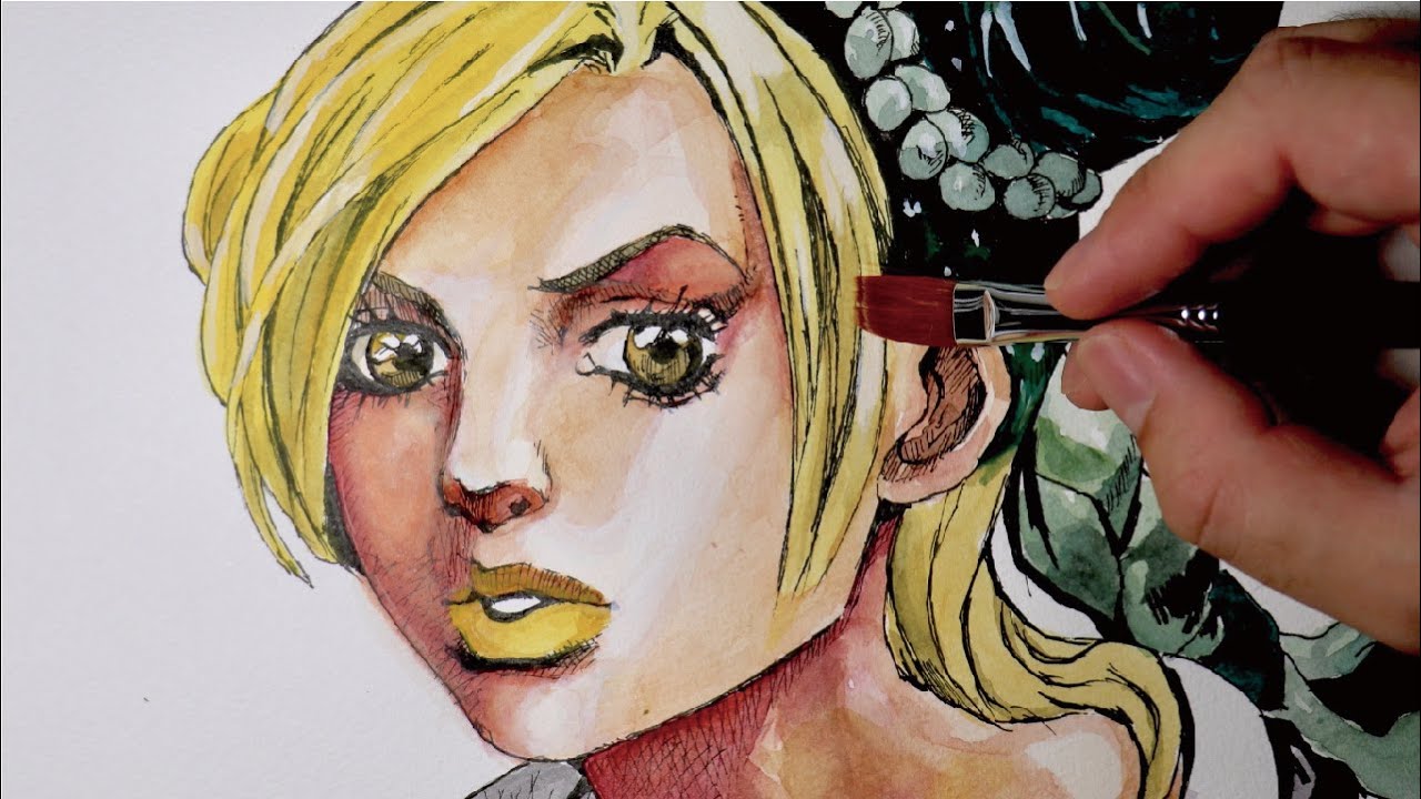 ジョジョ】空条徐倫 描いてみた【水彩画】 - YouTube