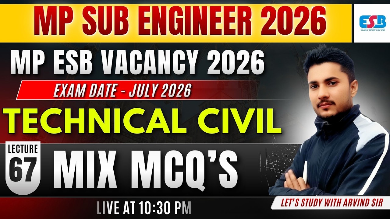 MP Sub Engineer 2026 | Technical Civil Mix Questions | by Arvind Sir