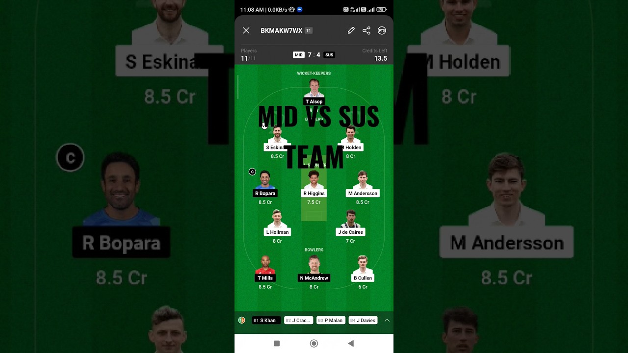 MID VS SUS Dream 11 prediction team 
