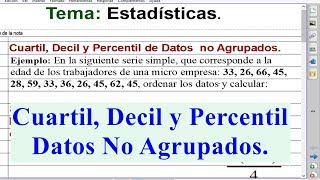 Quartile, Decile, and Percentile for Ungrouped Data