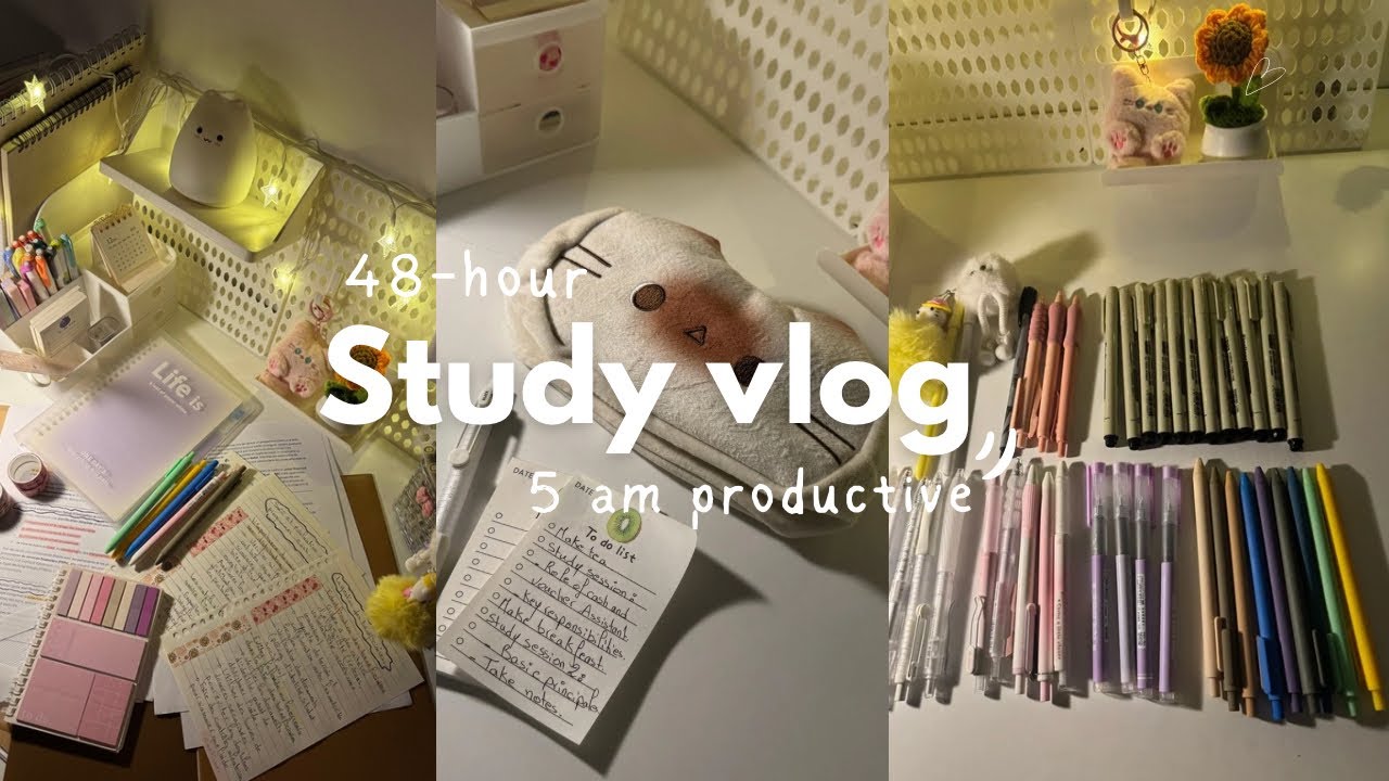 48 HOUR study vlog 🤍 | realistic studying for exams, lots of studying, 5 am mornings