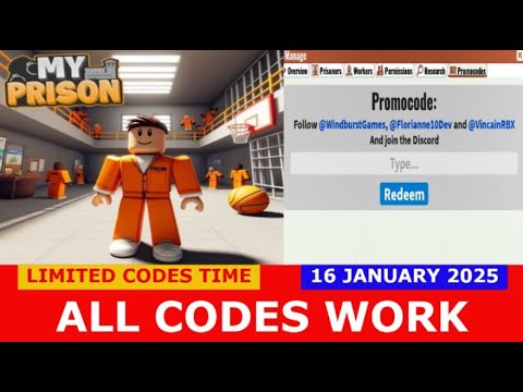 *ALL CODES WORK JANUARY 16, 2025* My Prison ROBLOX | LIMITED CODES TIME ...