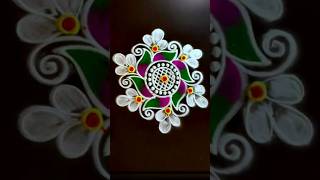 Diwali Special Easy colour rangoli kolam designs #shortvideo #trending #rangoli #diwalirangoli