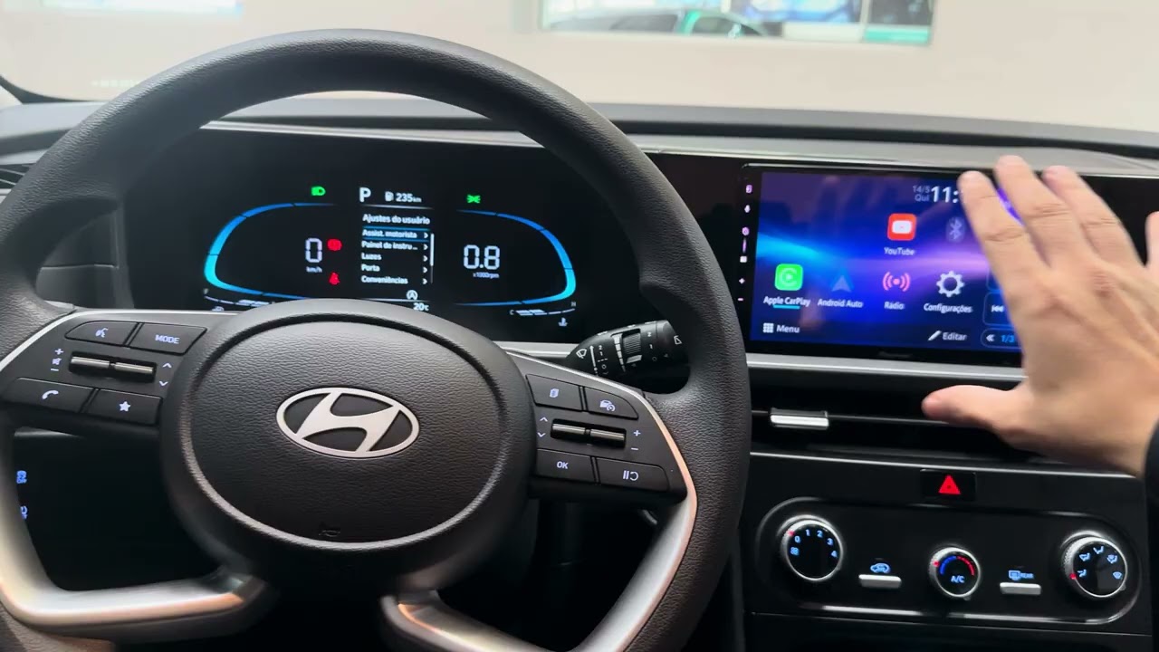 Hyundai Creta PCD 2026 - central multimídia Pioneer 9” com Apple CarPlay e Android Auto sem fio