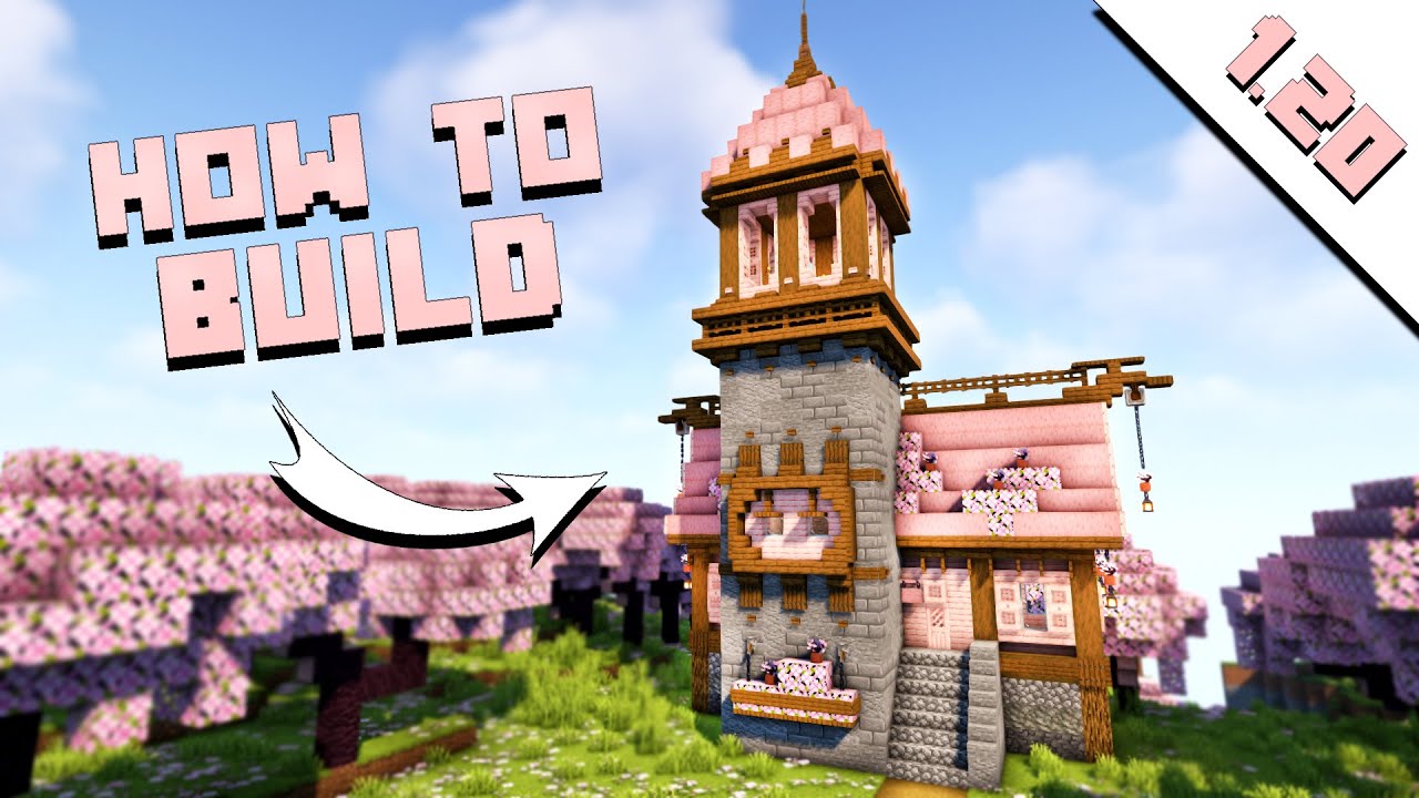 🌸 Casa de Cerezo en Minecraft 1.20 Tutorial completo ⬇