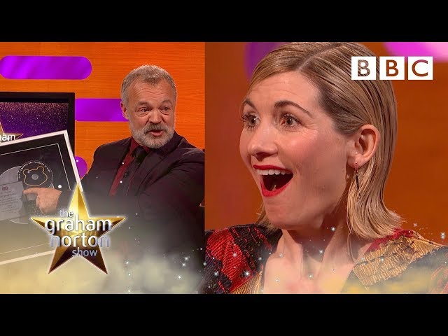 Jodie Whittaker surprised with Silver Disc for Coldplay’s Yellow cover | Graham Norton Show - BBC class=