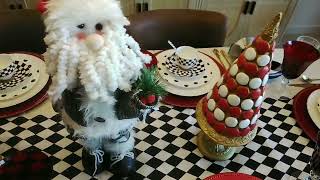 My WHIMSICAL BLACK,WHITE & RED Christmas Tablescape 🎄