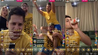 Lucas Guimarães em live ao vivo no Instagram  dançando com os amigos Bubu e Graciele