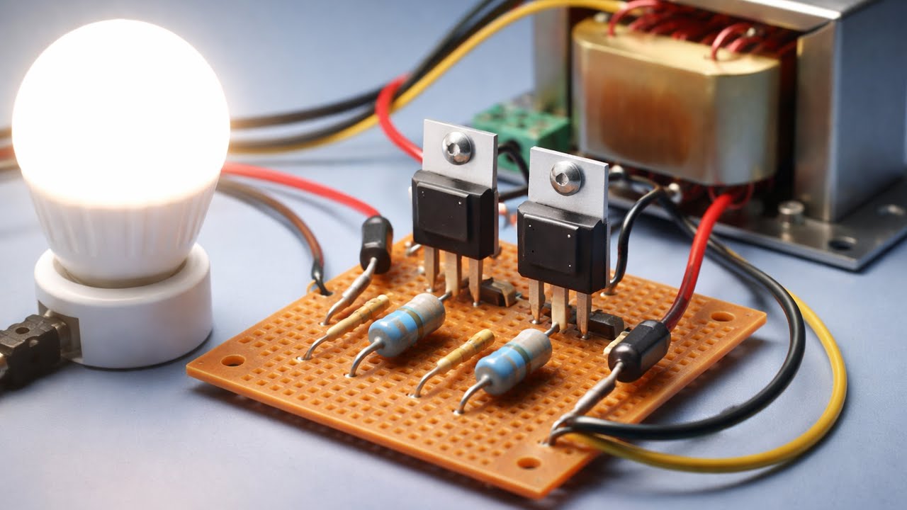 Simple Inverter Using Two TIP31 Transistors | 12V DC to 220V AC - YouTube