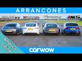 Tesla Model S v AMG GT 4 v BMW M5 v Porsche Panamera Turbo S - ARRANCONES, CARRERA EN MOV. Y FRENADO