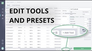 Edit Tools and Presets in Toolpath