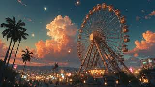 Glowing Ferris Wheel Anime City Night Loop 4K