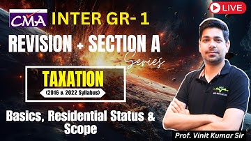 Basics, Residential Status & Scope | Taxation CMA Inter | Revision + Section A | Prof. Vinit Kumar