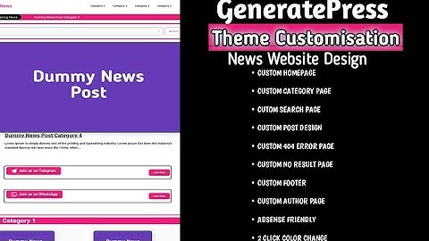 (News Website Template)GeneratePress Theme Customization