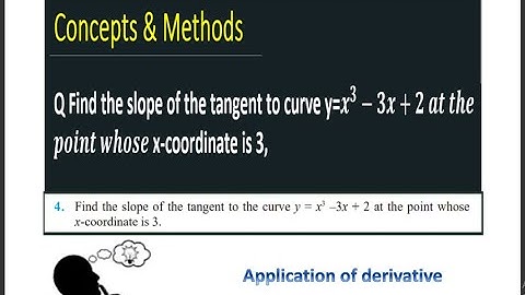 Find the slope of the tangent to curve y=x^3−3x+2 at the  point whose x coordinate is 3,