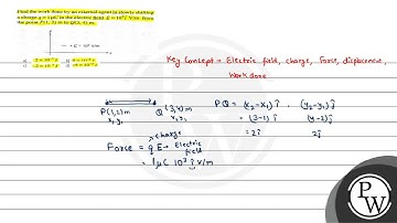 Find the work done by an external ageot in slowly shifting is charge \( q=1 \mu c \) in the elec...