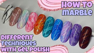 EASY MARBLE TECHNIQUES | Gel polish | HOW TO MARBLE NAILS