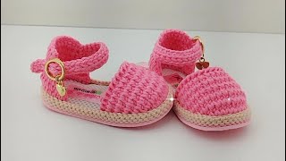 Alpargata/ sandalinha de crochê para bebê, n °15 (9cm)