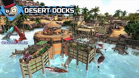 Ark: Crystal Isles - Large House and Water Dino Pen No Mods - Desert Docks (Speed Build)