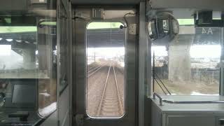【元日の信越本線】茨目駅→柏崎駅（JR東日本E129系電車）雪が残る冬の車窓、走行音、車内案内アナウンス（新潟県柏崎市）Shinetsu Main Line Niigata JAPAN TRAIN