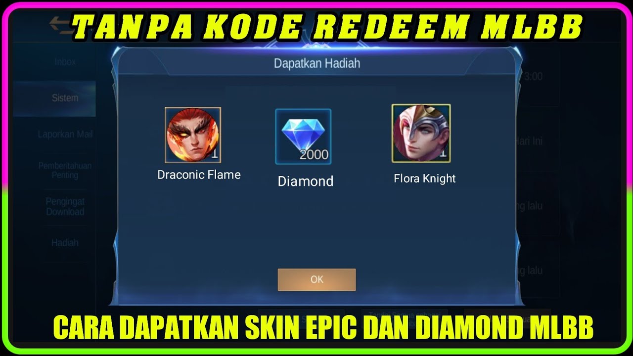 TANPA KODE REDEEM CARA DAPATKAN SKIN EPIC DAN DIAMOND MLBB SECARA
