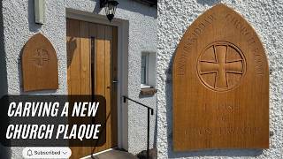 Hand-carving a new church plaque!