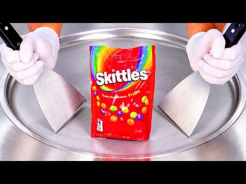 ASMR | Ice Cream Rolls - Skittles Flavor 🔴🟠🟡🟢🔵🟣