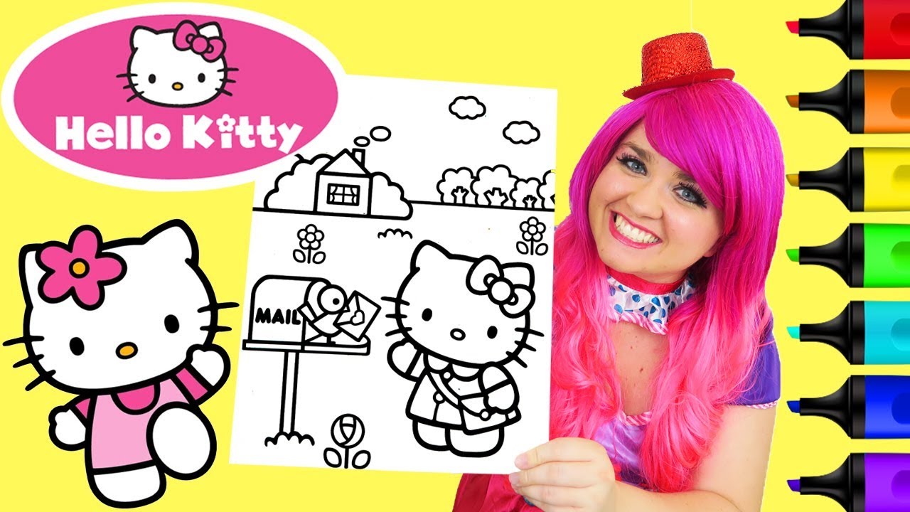 Coloring Hello Kitty Sanrio Coloring Book Page Colored Markers ...