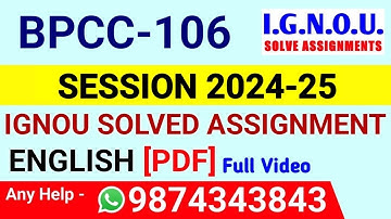 BPCC 106 Solved Assignment 2024-25 English, BPCC 106 Solved Assignment 24-25, BPCC-106 Assignment