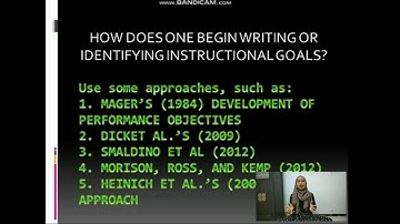 INSTRUCTIONAL GOALS AND OBJECTIVES