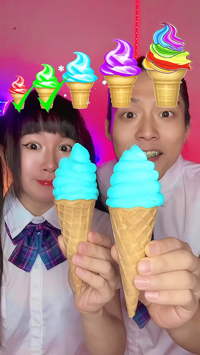 Rainbow Ice cream Emoji Challenge ASMR🍦🥵 #asmr #mukbang