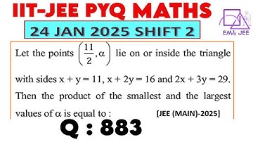 Let points (11/2 ,α) lie on or inside triangle with sides x + y =11 ,x + 2y = 16 and 2x + 3y = 29 .