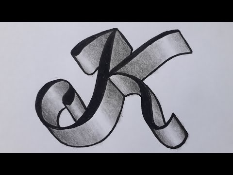 3d Drawing Letter K on Paper For Beginners / How To Write Easy Art With Marker And Pencil