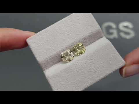 Pair of greenish-yellow cushion cut beryls 2.33 carats, Nigeria Video  № 3