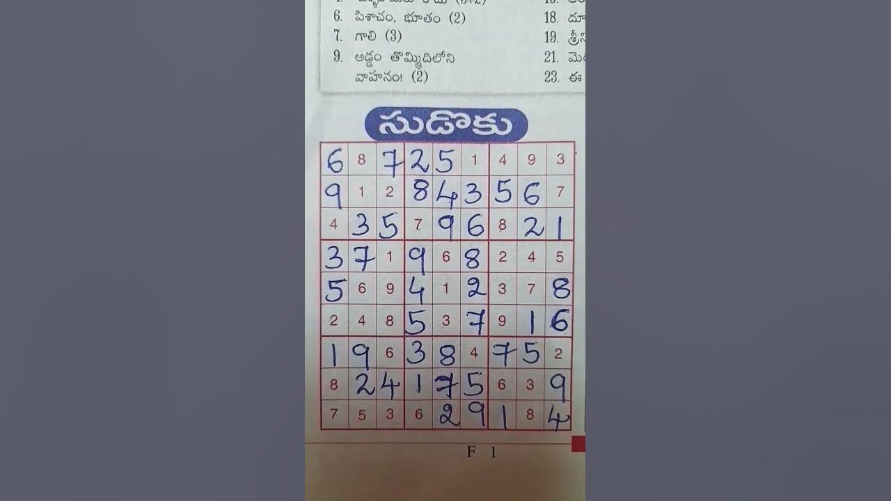 Eenadu telugu newspaper Sunday Magazine 10th March 2024 Sudoku puzzle