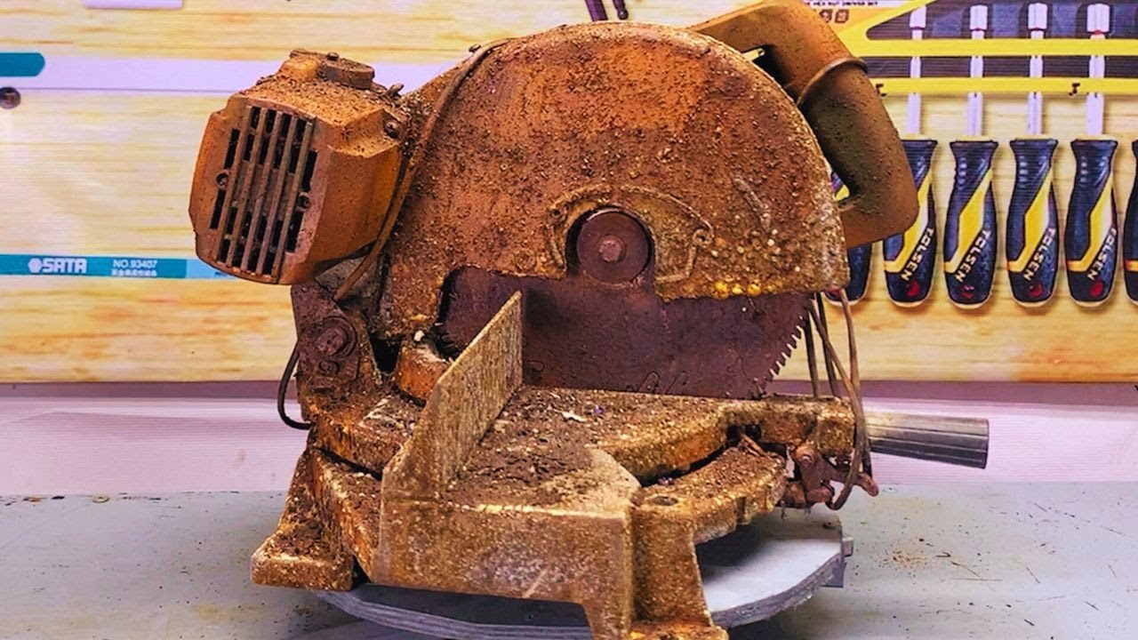 Restoration Heavily Damaged Old Desktop Multi Function Metal Cutting Machine / Metal Cutting Machine