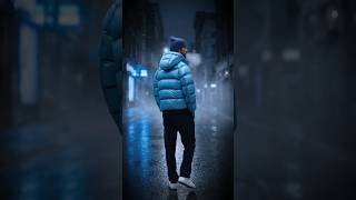 Styling This Ice Blue Puffer for a Cold Night Walk 🧊 #StreetStyle #MensFashion