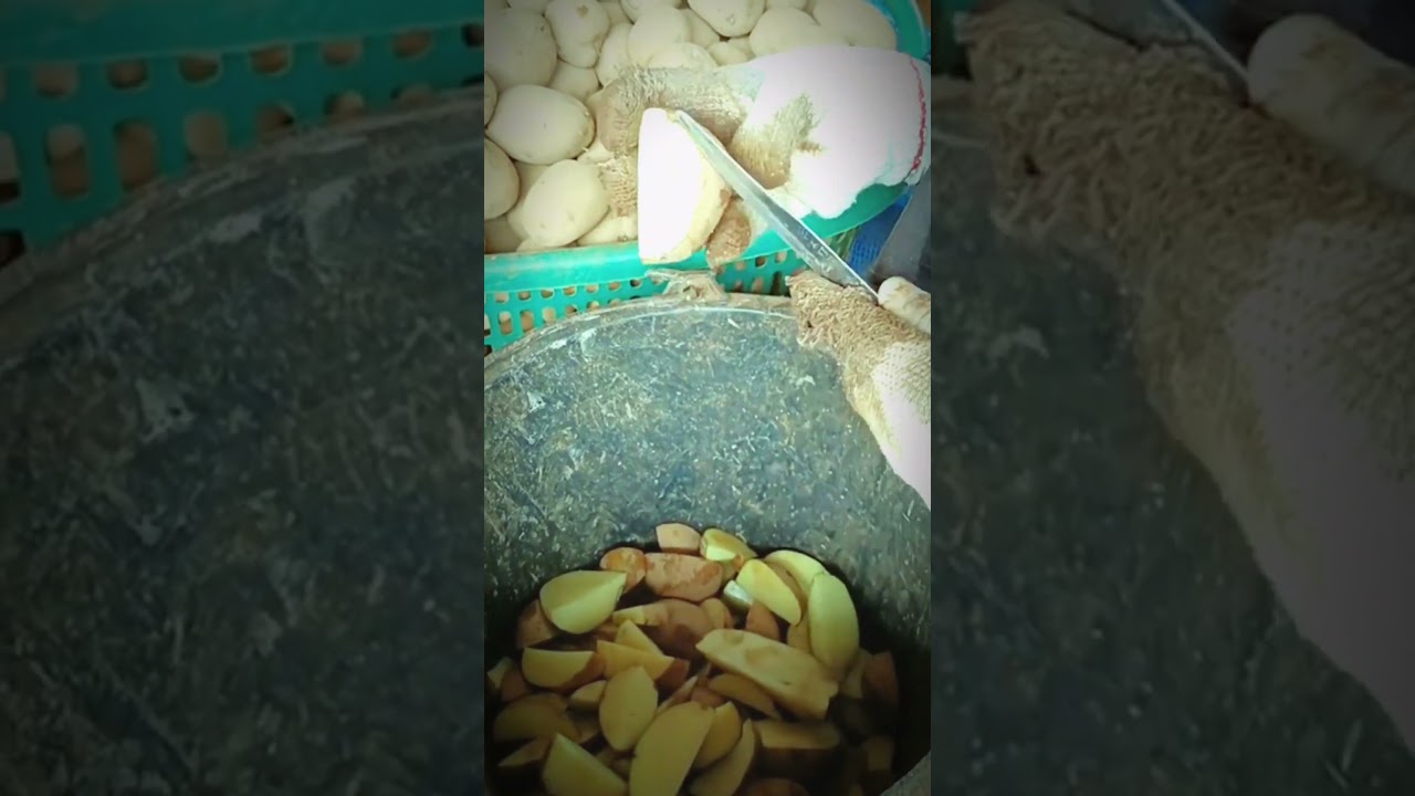 Fastest Hands EVER! Watch This Potato Cutting Skill! 🥔⚡ 