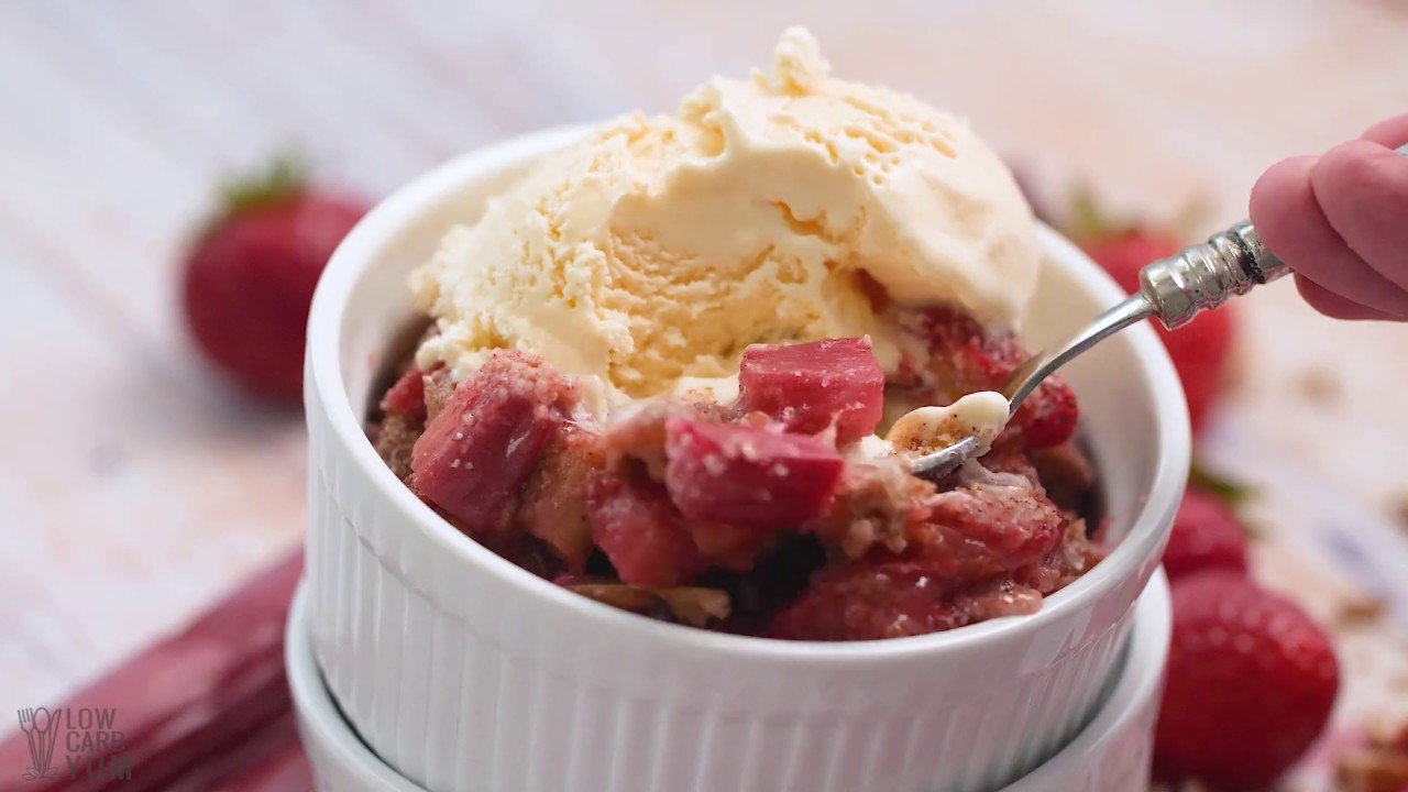 Keto GlutenFree Strawberry Rhubarb Crisp YouTube