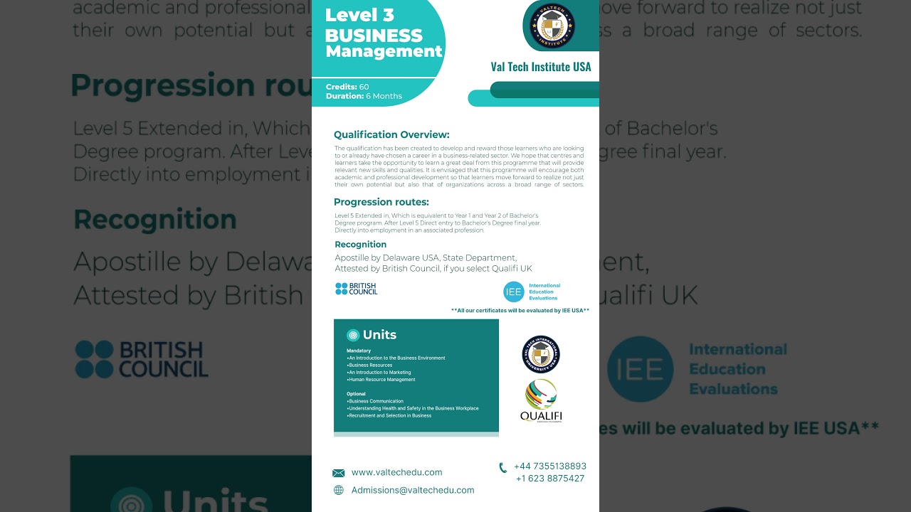 Level 3 Diploma in Business Management