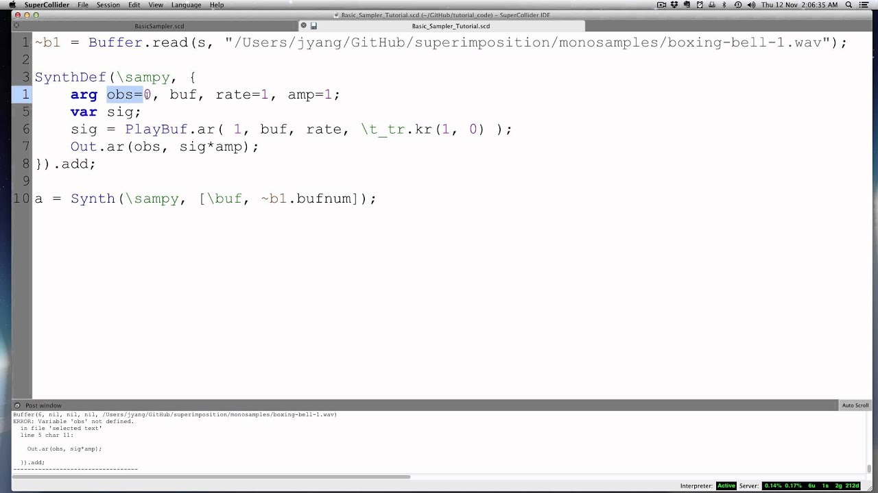 Tutorial - Make A Basic Sampler in Supercollider